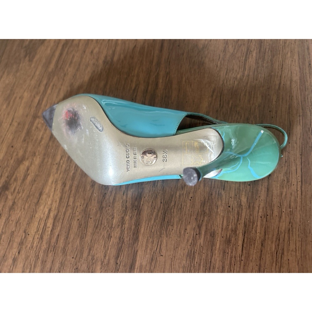 Dolce & Gabbana Patent Leather Slingback Pumps Turquoise EU 38.5 US 7.5/8 READ - Picture 11 of 16